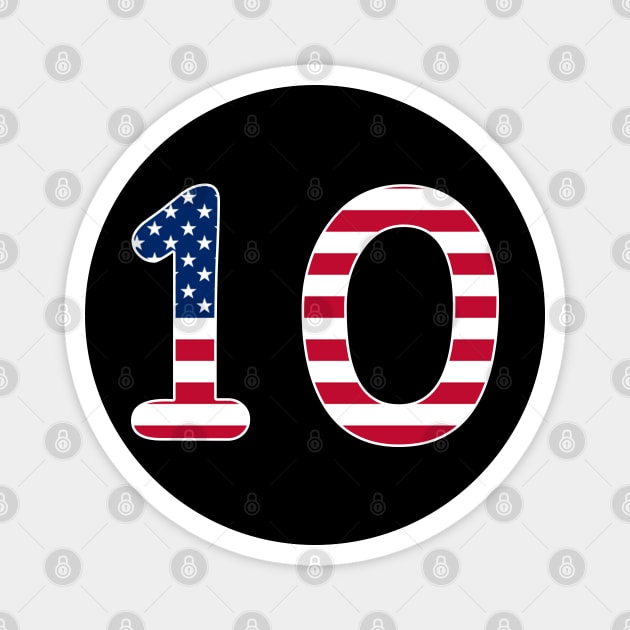 Number 10 American Flag Gifts Magnet by Shariss